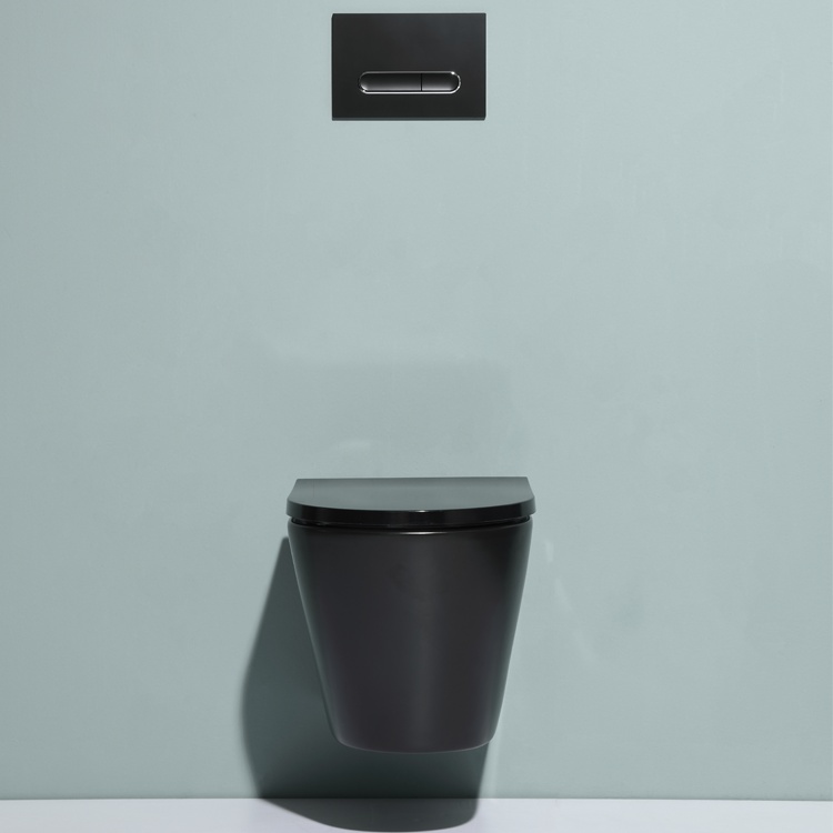 BF2390C Inodoro Suspendido Negro – Diseño Moderno Minimalista con Descarga Silenciosa