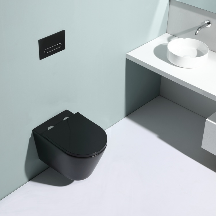 BF2390C Inodoro Suspendido Negro – Diseño Moderno Minimalista con Descarga Silenciosa