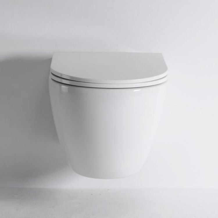 Transparent Wall-Hung Toilet BF2416 | Nano Glaze, Powerful Rimless Flush, Modern Compact WC