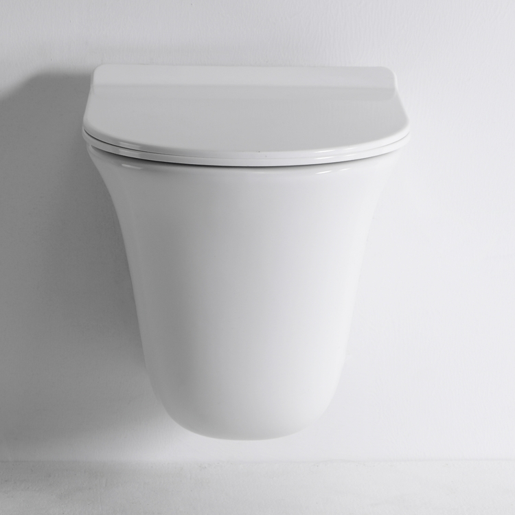 Compact Rimless Wall Hung Toilet Ceramic WC Dual Flush 470x355x365mm Modern Bathroom