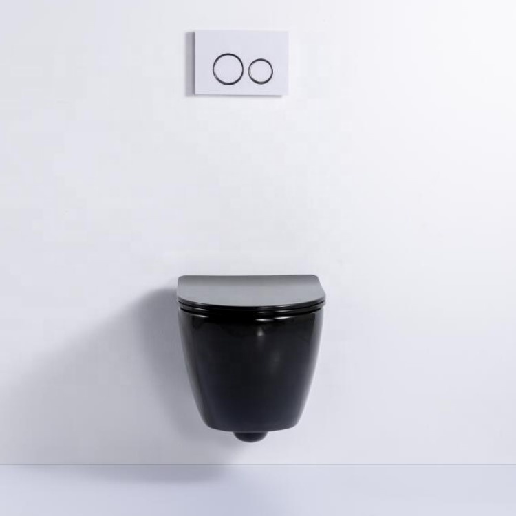 Matte Black Rimless Wall-Hung Toilet BF2478 – 400KG Load, Self-Cleaning, Modern Ceramic Design