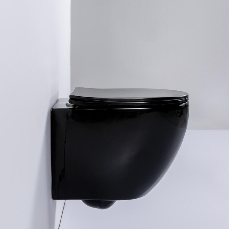 Matte Black Rimless Wall-Hung Toilet BF2478 – 400KG Load, Self-Cleaning, Modern Ceramic Design