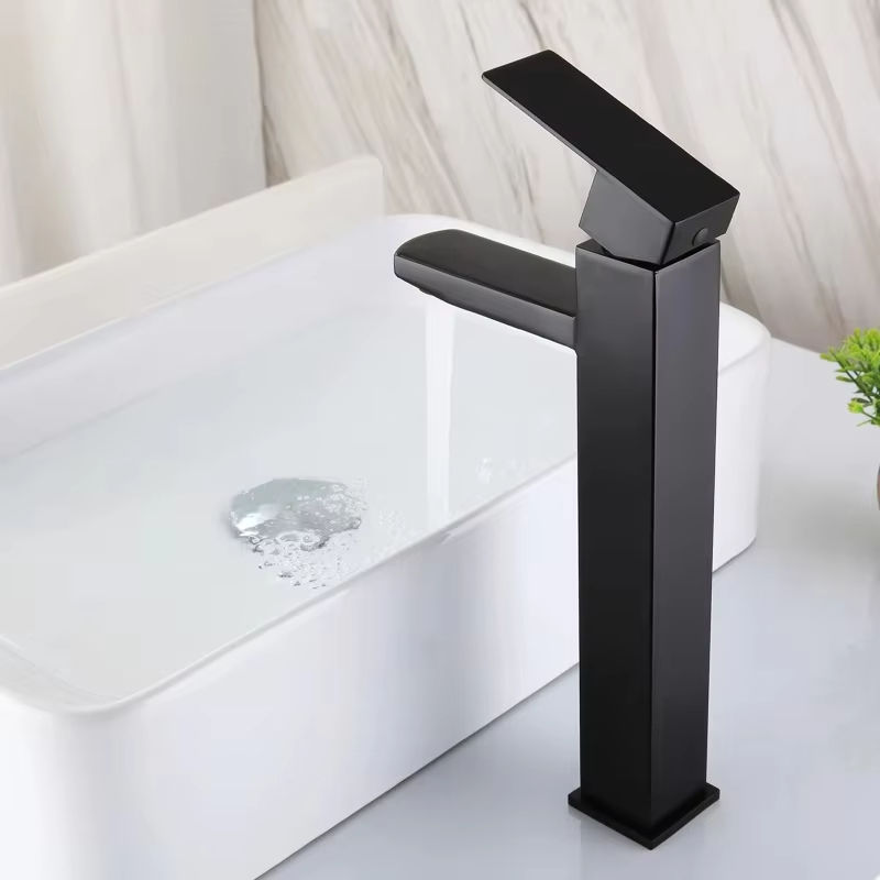 Modern Square  Deck Mounted Bathroom Basin Mixer Faucet