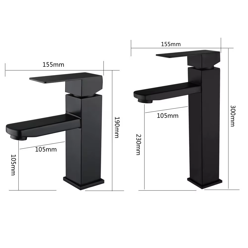 Modern Square  Deck Mounted Bathroom Basin Mixer Faucet