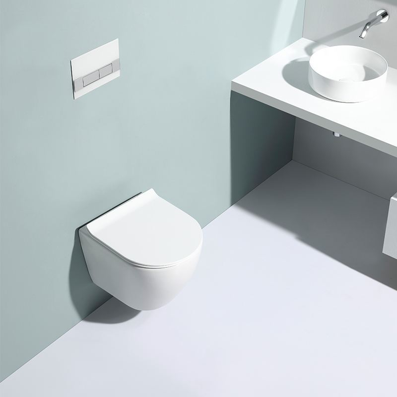BF2412 Compact Wall Hung Toilet Modern Ceramic Rimless Dual Flush WC