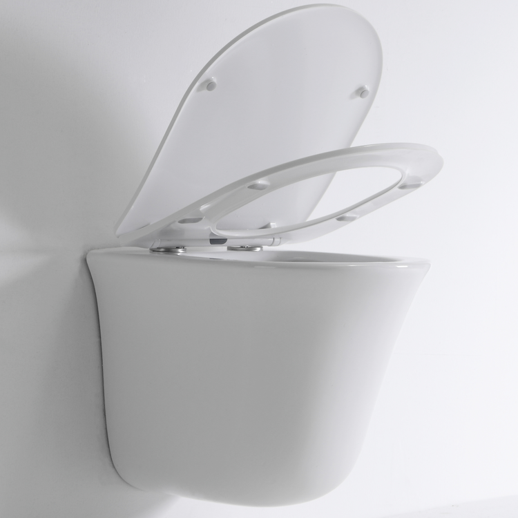 Rimless Wall Hung Toilet BF2441A – Glossy White Ceramic, Dual Flush, CE Certified