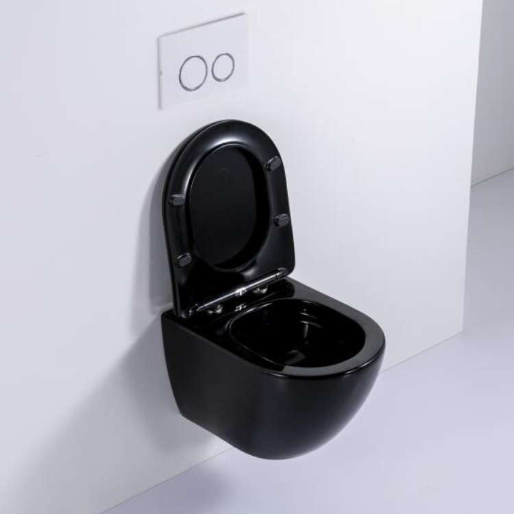 Matte Black Rimless Wall-Hung Toilet BF2478 – 400KG Load, Self-Cleaning, Modern Ceramic Design