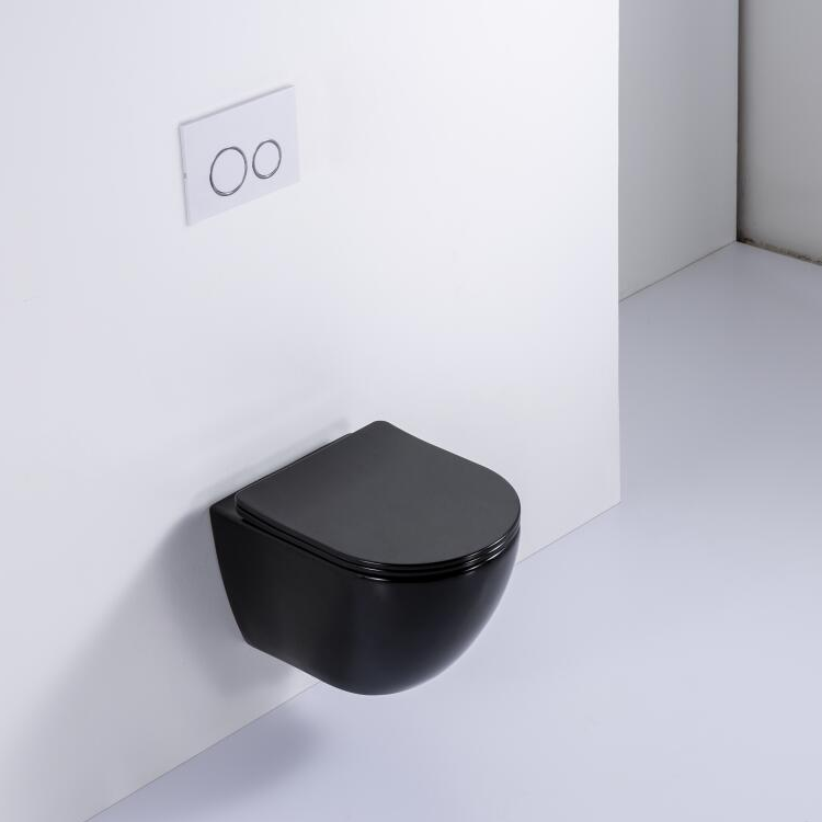 Matte Black Rimless Wall-Hung Toilet BF2478 – 400KG Load, Self-Cleaning, Modern Ceramic Design