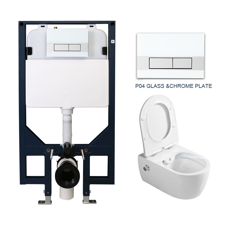 Contemporary Rimless Wall Hung Toilet Ceramic Floating WC Nano Coating Washdown
