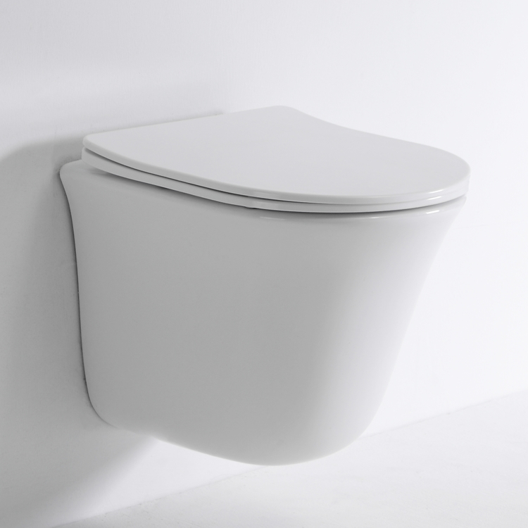 Compact Rimless Wall Hung Toilet Ceramic WC Dual Flush 470x355x365mm Modern Bathroom