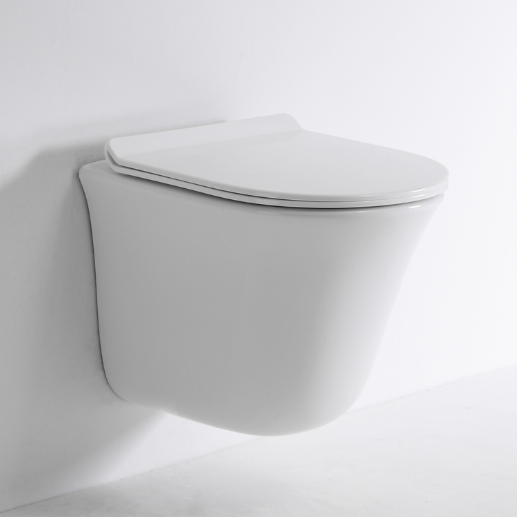 Compact Rimless Wall Hung Toilet Ceramic WC Dual Flush 470x355x365mm Modern Bathroom