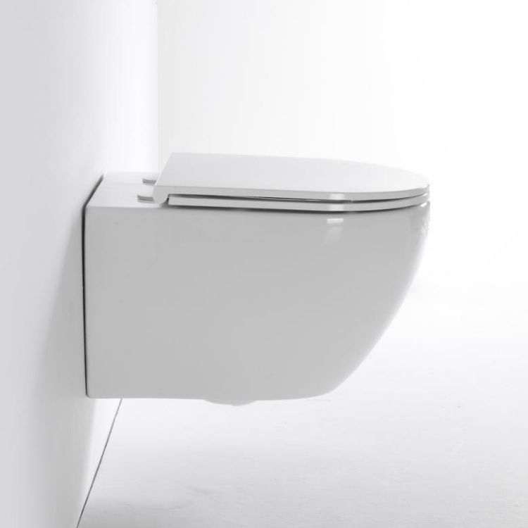 Rimless Wall Hung Toilet BF2416 Dual Flush Gravity Ceramic WC Black & Gloss Finish