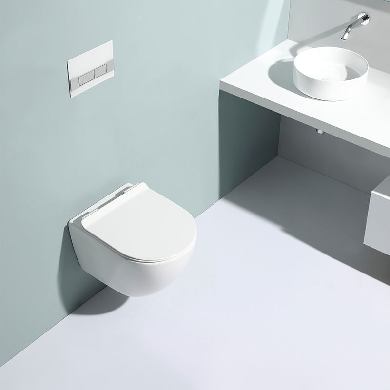 Rimless Wall Hung Toilet Ceramic Washdown WC Glossy White BF2478