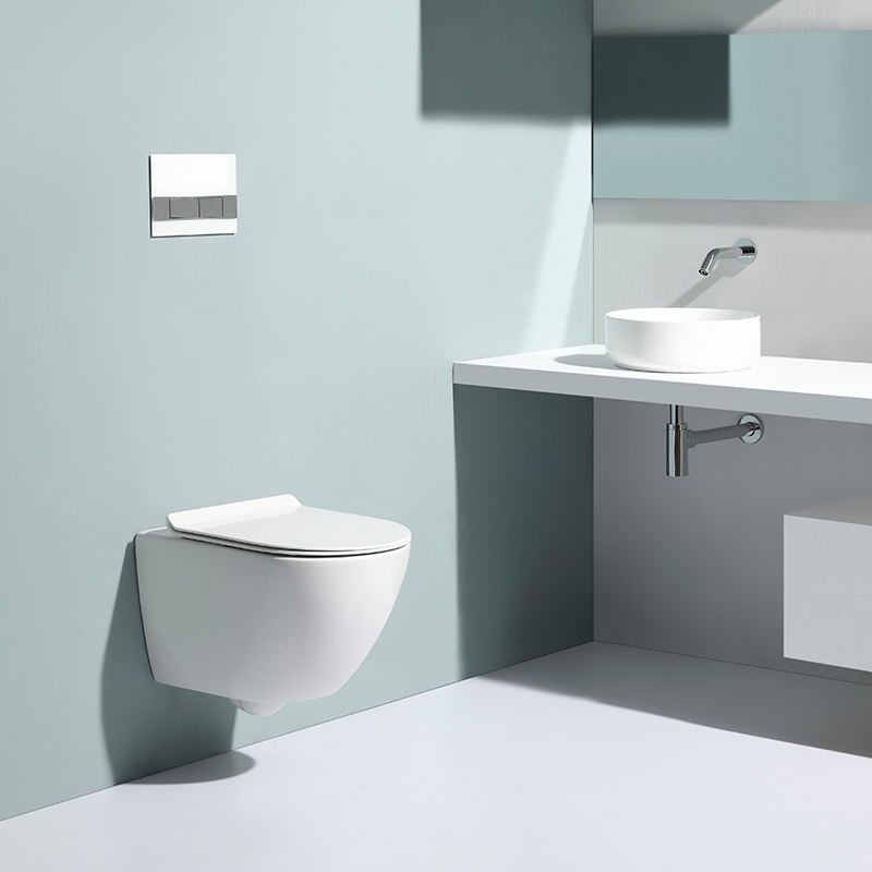 Rimless Wall Hung Toilet Ceramic Washdown WC Glossy White BF2478