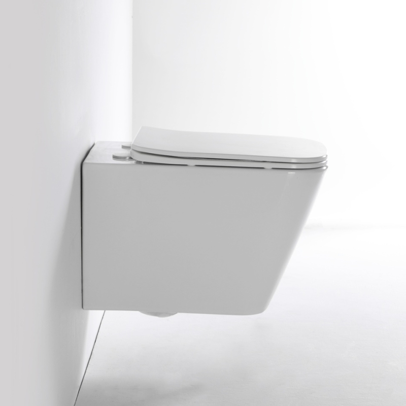 Modern Rimless Wall Hung Toilet UF Seat Silent Dual Flush L2417