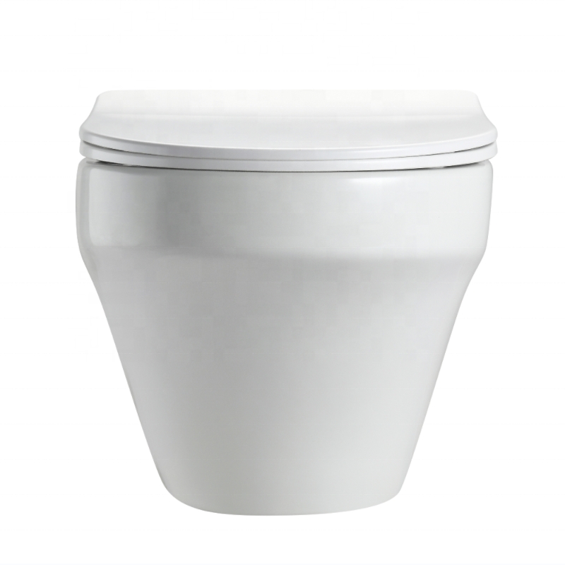 Rimless Wall Hung Toilet Ceramic WC 535×355×350mm Slim UF Seat Modern Bathroom