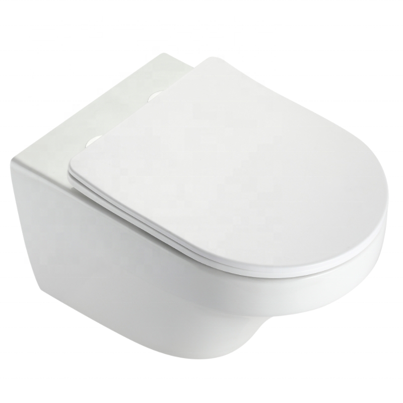 Rimless Wall Hung Toilet Ceramic WC 535×355×350mm Slim UF Seat Modern Bathroom
