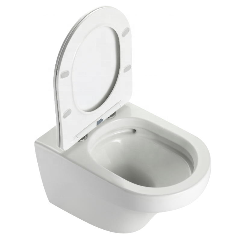 Rimless Wall Hung Toilet Ceramic WC 535×355×350mm Slim UF Seat Modern Bathroom