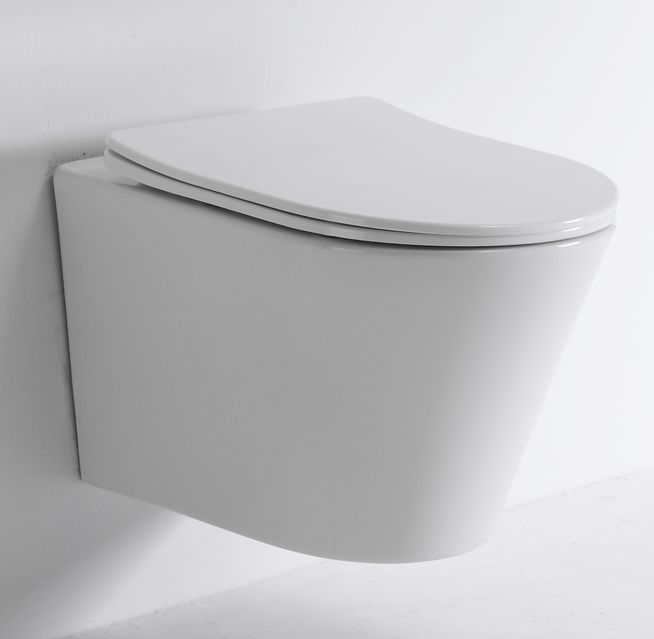 Compact Wall Hung Toilet – Curved Seat, Quiet Flush, Space-Efficient Ceramic WC