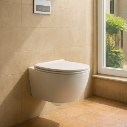 Modern Ceramic Wall-Hung Toilet | Green Bathroom Integration | Rimless, Silent Flush