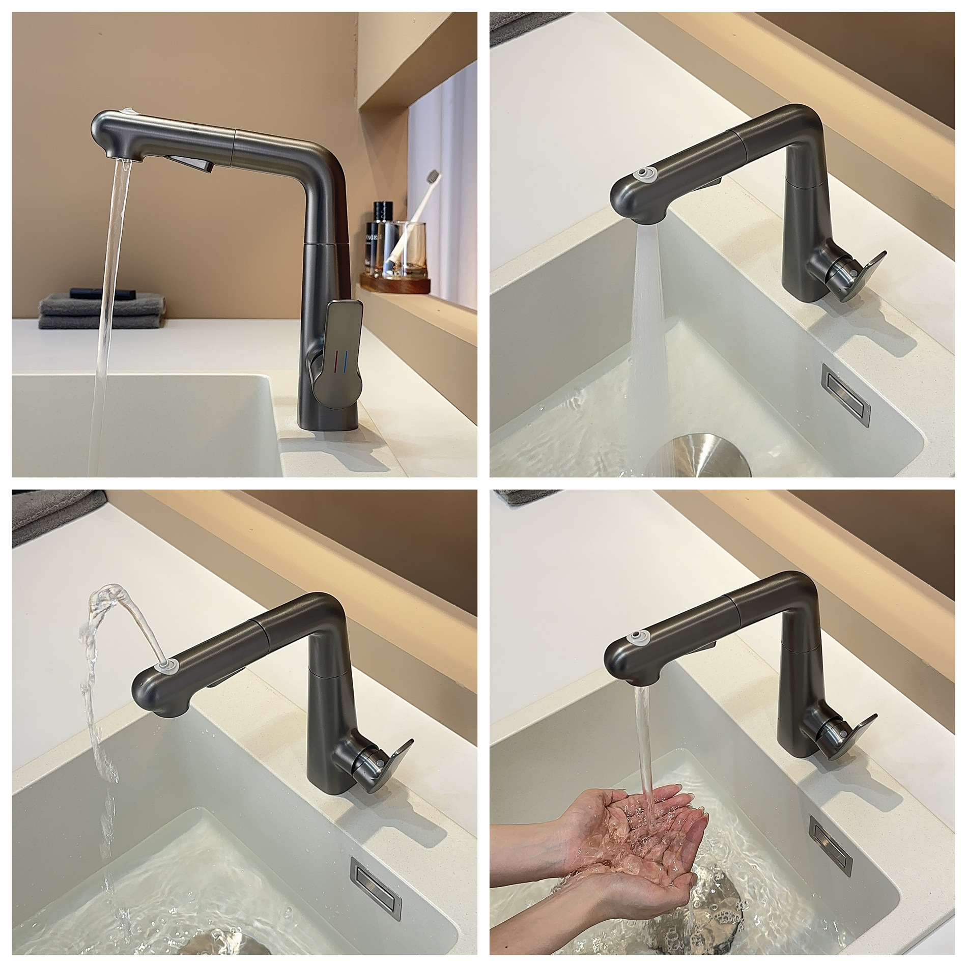 Faucet with Pull-Out Sprayer, 3 Spray Modes