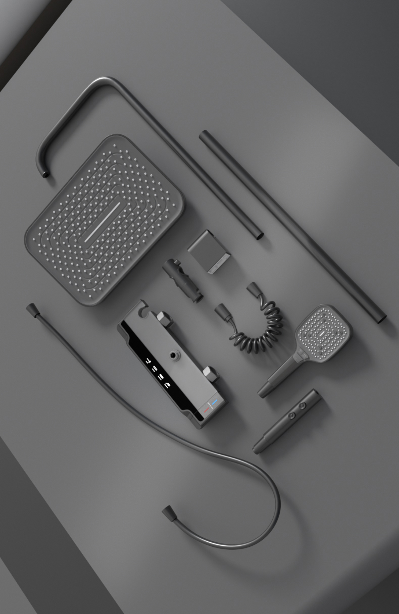 9003 Modern Smart Thermostatic Shower Set with Digital Display and Dual Handhelds