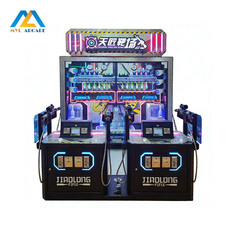 4 Player Arcade Shooting Game - Cyber Neon Realistic Sniper Simulator with Dual Gun Stations