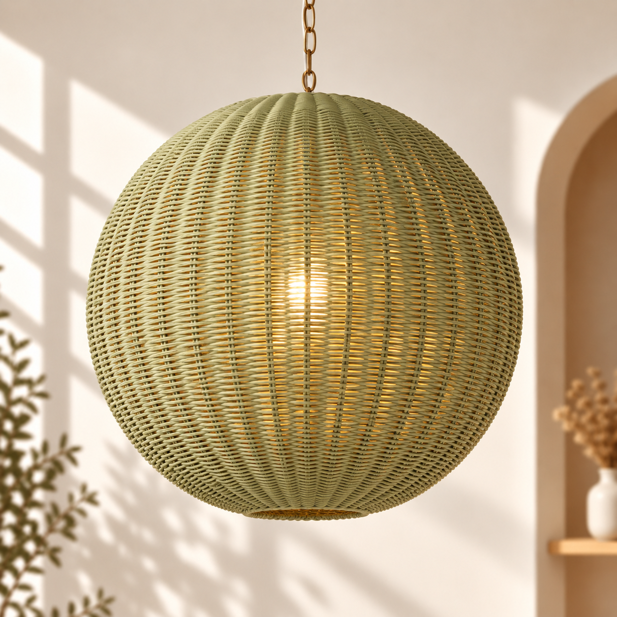 Large Globe Hand Woven Rattan Pendant Light for Hospitality & Retail Projects