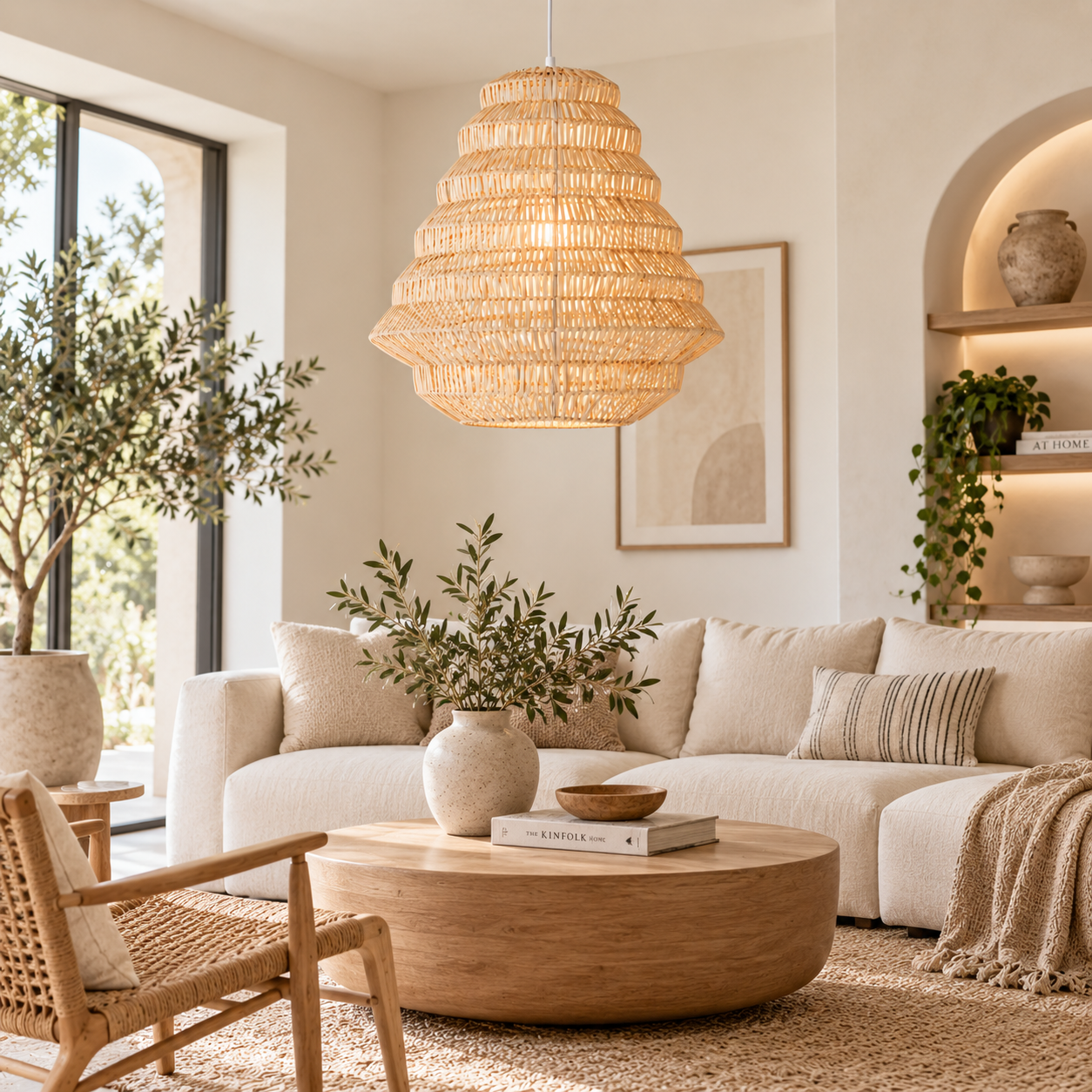 Tiered Pagoda Hand Woven Rattan Pendant Light for Hotel Resort & FF&E Projects