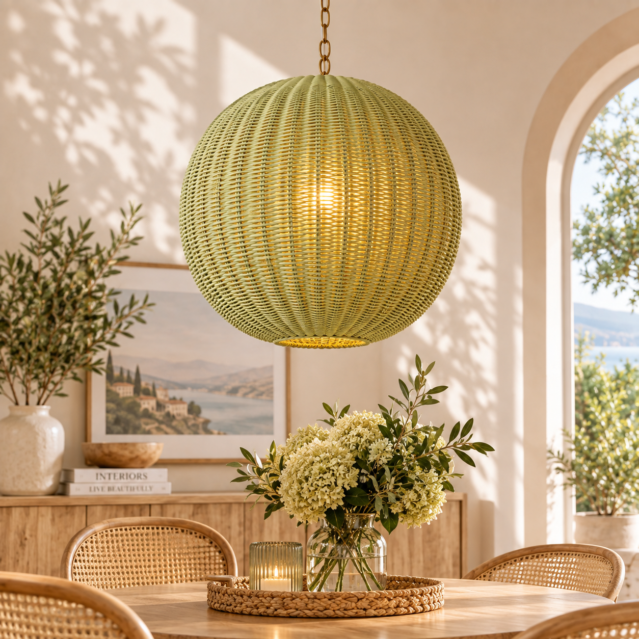 Large Globe Hand Woven Rattan Pendant Light for Hospitality & Retail Projects