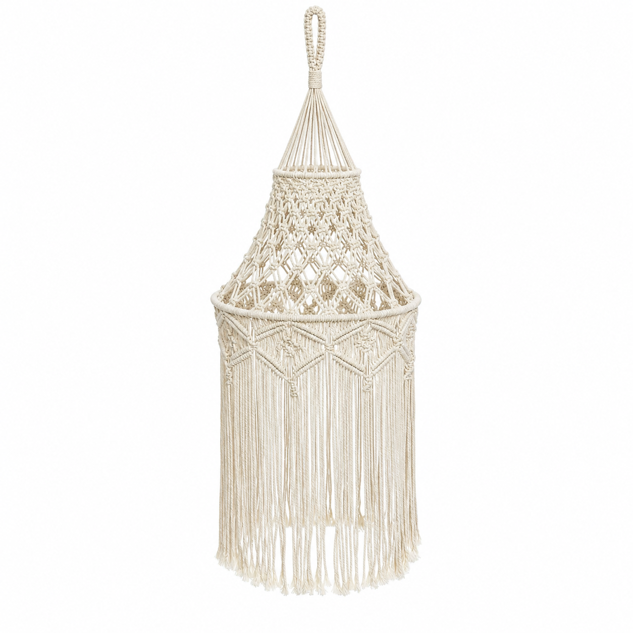 Handmade Boho Macrame Cotton Rope Pendant Light Decorative Fringe Hanging Lamp for Hotel Interior Projects