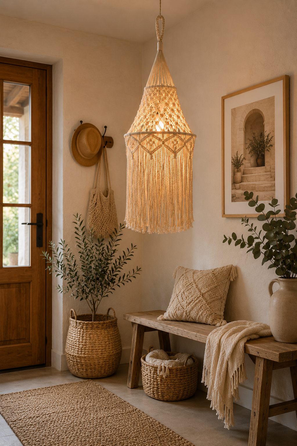 Handmade Boho Macrame Cotton Rope Pendant Light Decorative Fringe Hanging Lamp for Hotel Interior Projects