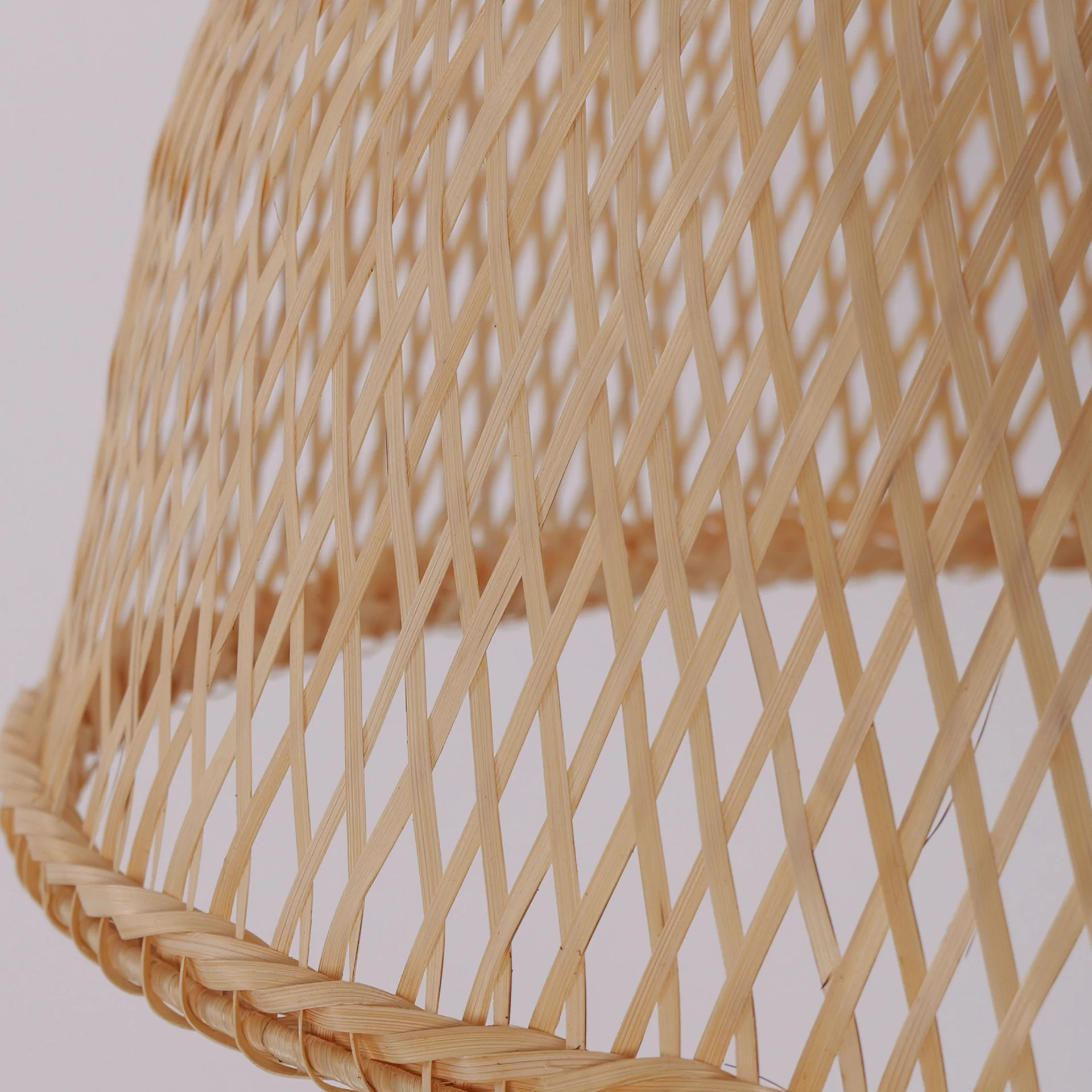 Natural Bamboo Dome Pendant Light Handwoven Wicker Hanging Lamp for Dining Room