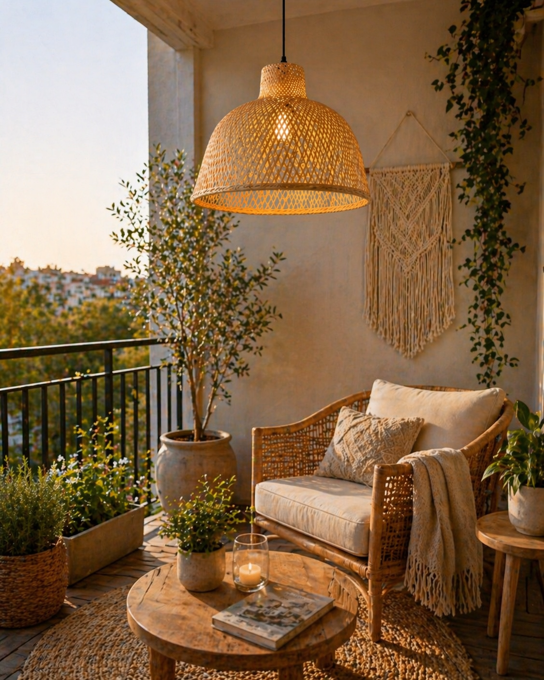 Natural Bamboo Dome Pendant Light Handwoven Wicker Hanging Lamp for Dining Room