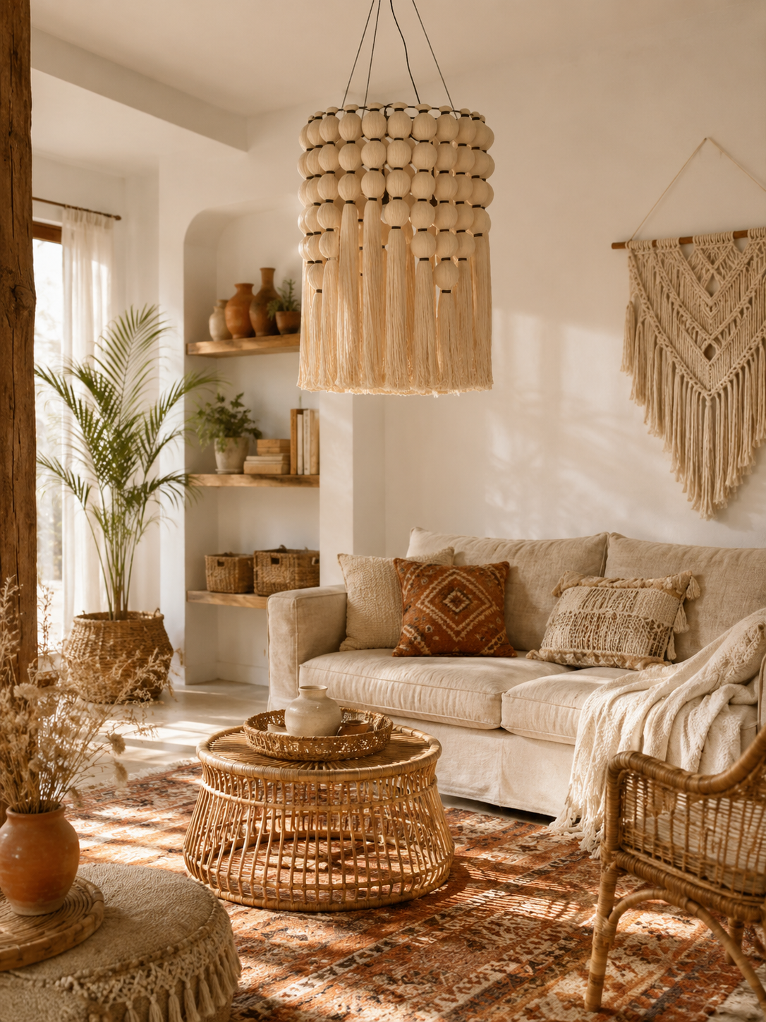 Boho Tassel Beaded Chandelier for Hospitality Interior Projects and Designer Spaces
