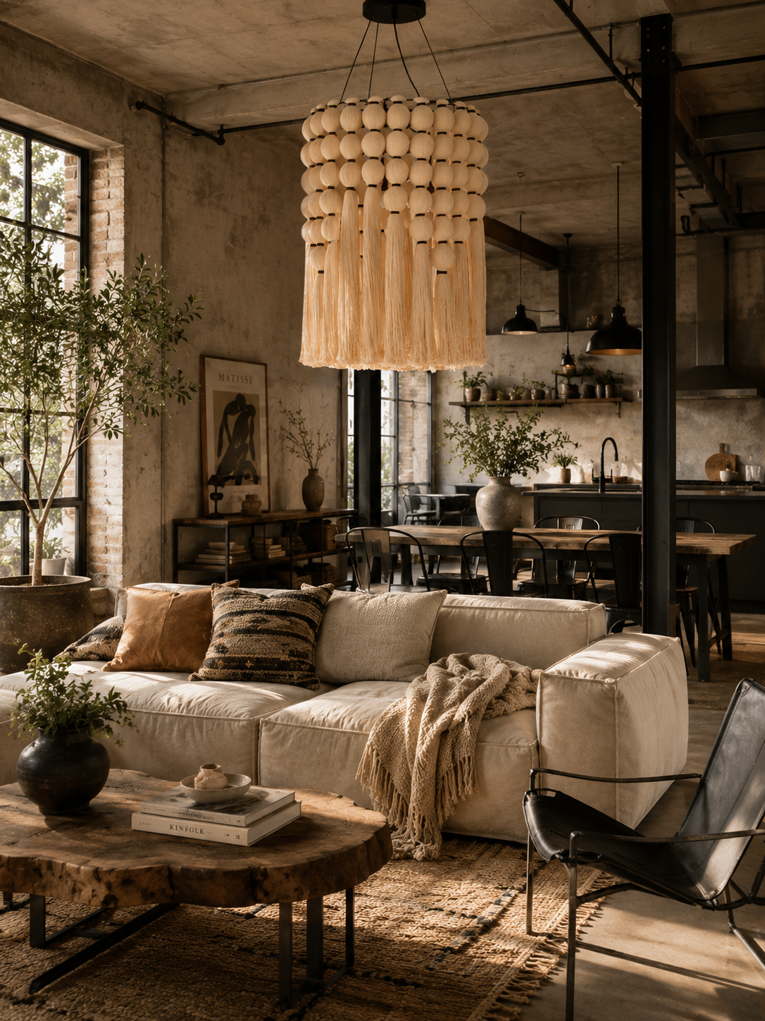 Boho Tassel Beaded Chandelier for Hospitality Interior Projects and Designer Spaces