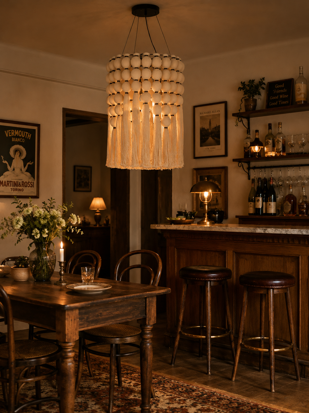 Boho Tassel Beaded Chandelier for Hospitality Interior Projects and Designer Spaces