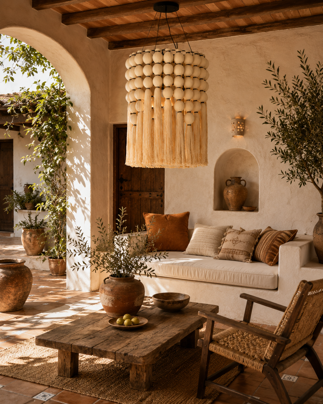 Boho Tassel Beaded Chandelier for Hospitality Interior Projects and Designer Spaces