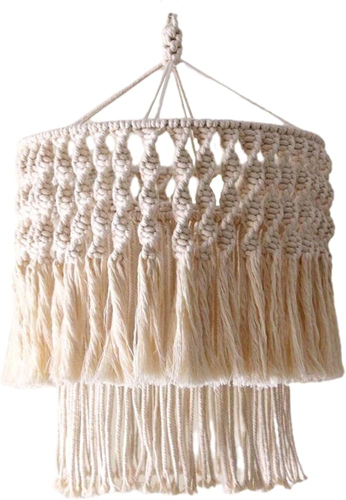 Handmade Boho Macrame Tassel Pendant Light Natural Cotton Fringe Chandelier for Hospitality & Residential Projects