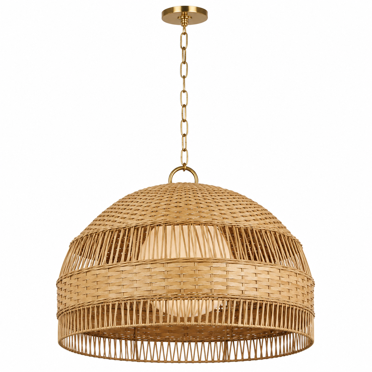 Modern Handwoven Natural Rattan Pendant Light Boho Hanging Ceiling Lamp for Hotel Restaurant Villa