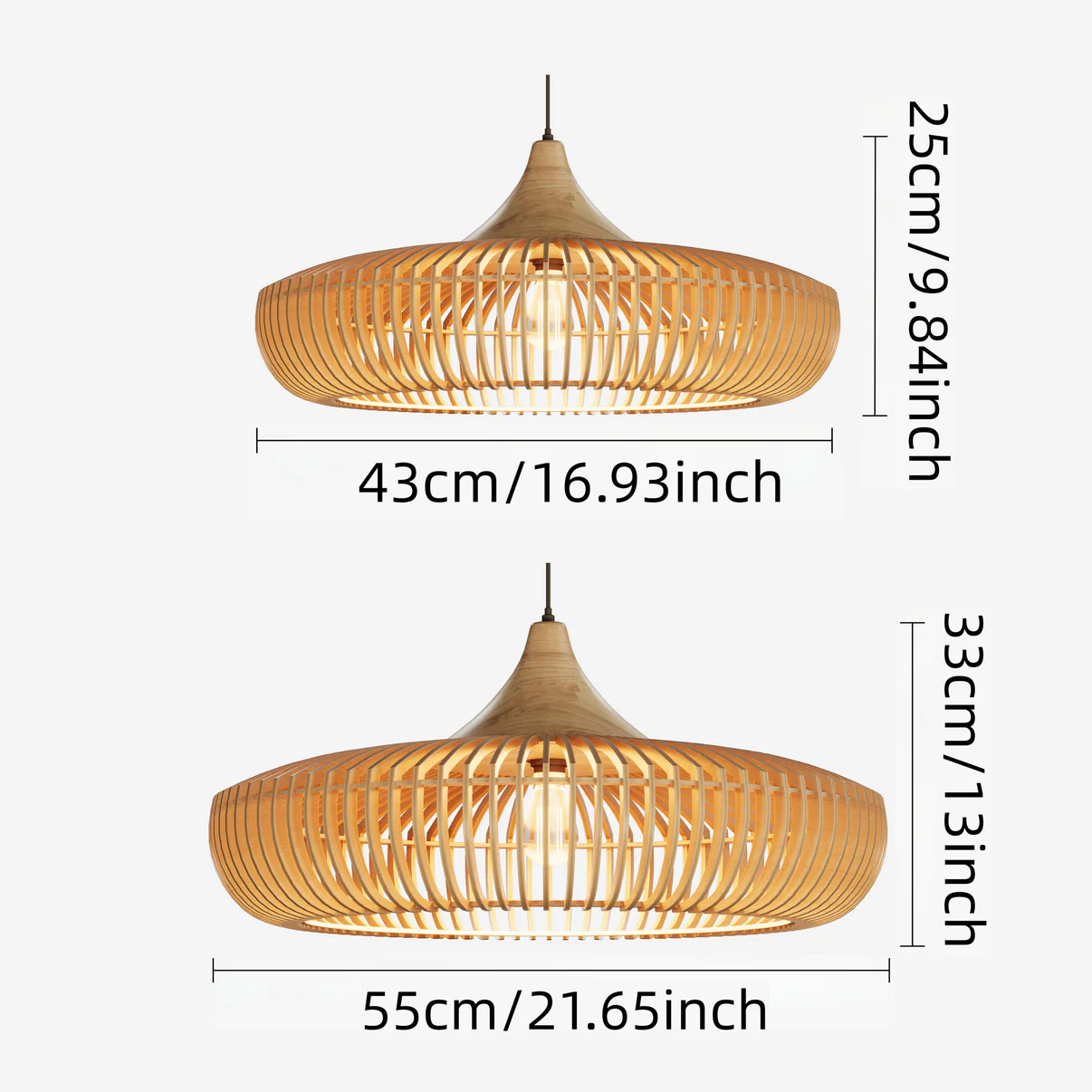 Contemporary Handcrafted Wooden Slat Pendant Light Fixtures for Restaurant & Interior Design Projects