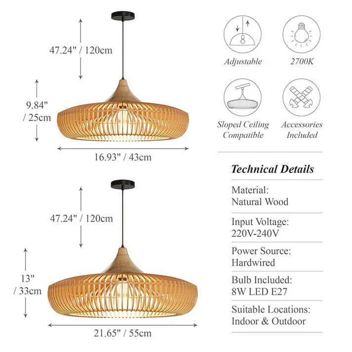 Contemporary Handcrafted Wooden Slat Pendant Light Fixtures for Restaurant & Interior Design Projects