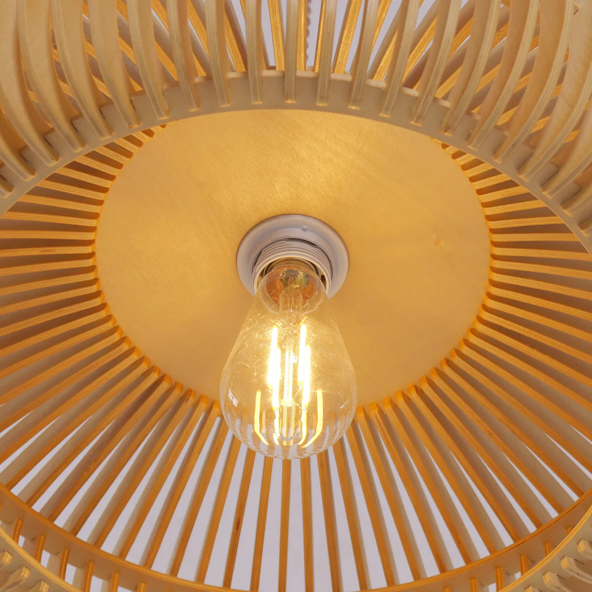 Contemporary Handcrafted Wooden Slat Pendant Light Fixtures for Restaurant & Interior Design Projects
