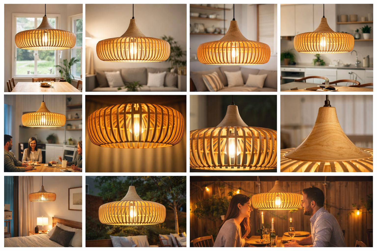 Contemporary Handcrafted Wooden Slat Pendant Light Fixtures for Restaurant & Interior Design Projects