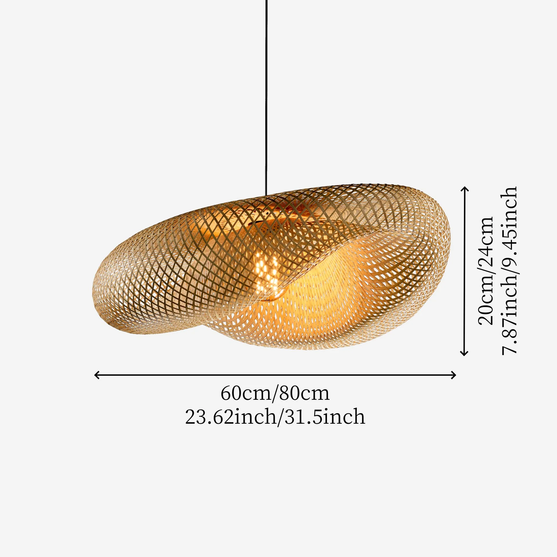 Modern Handwoven Banboo Pendant Light Fitting Artistic Hollow Mesh Hanging Lamp