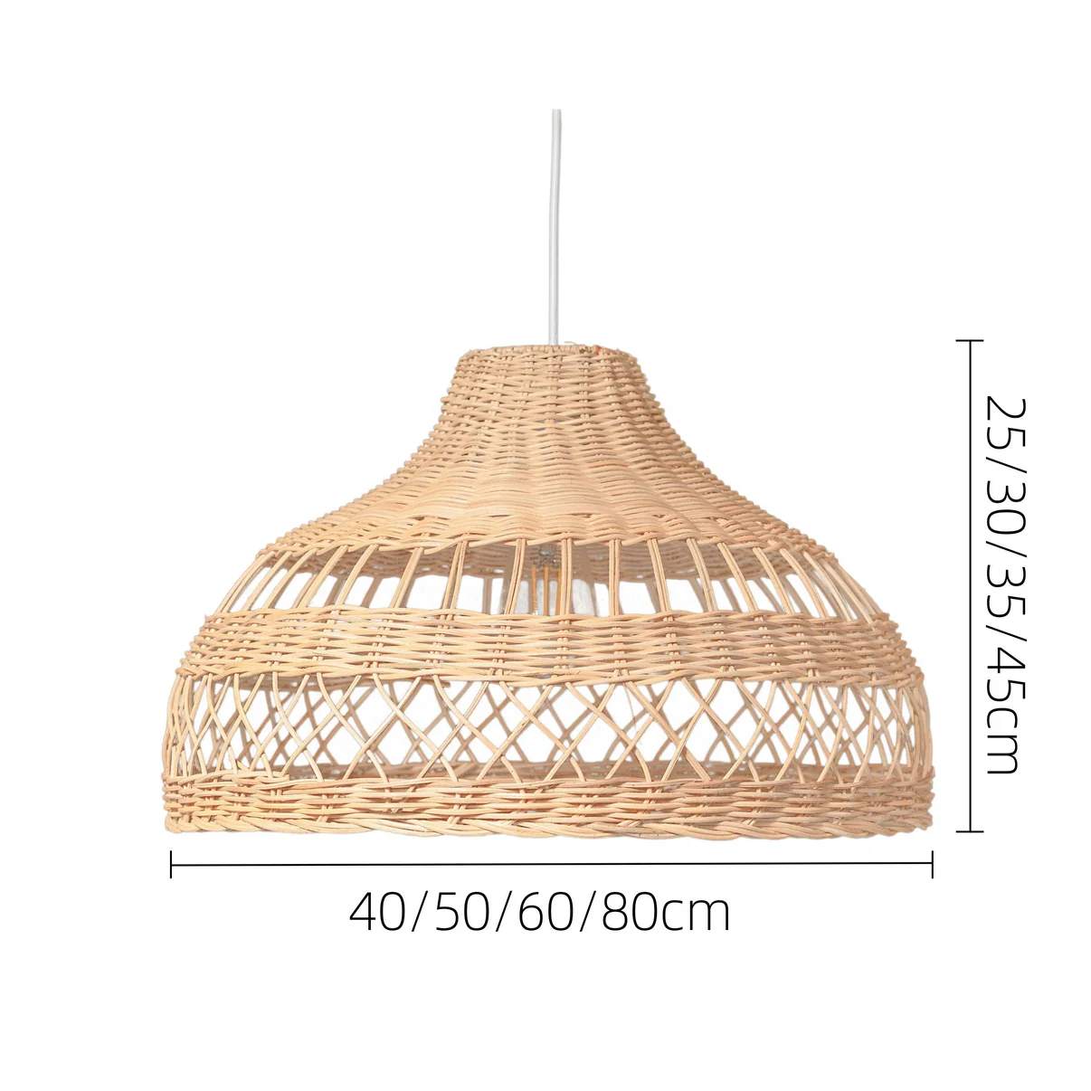 Vintage Handwoven Rattan Pendant Light Dome Shape Natural Hanging Lamp