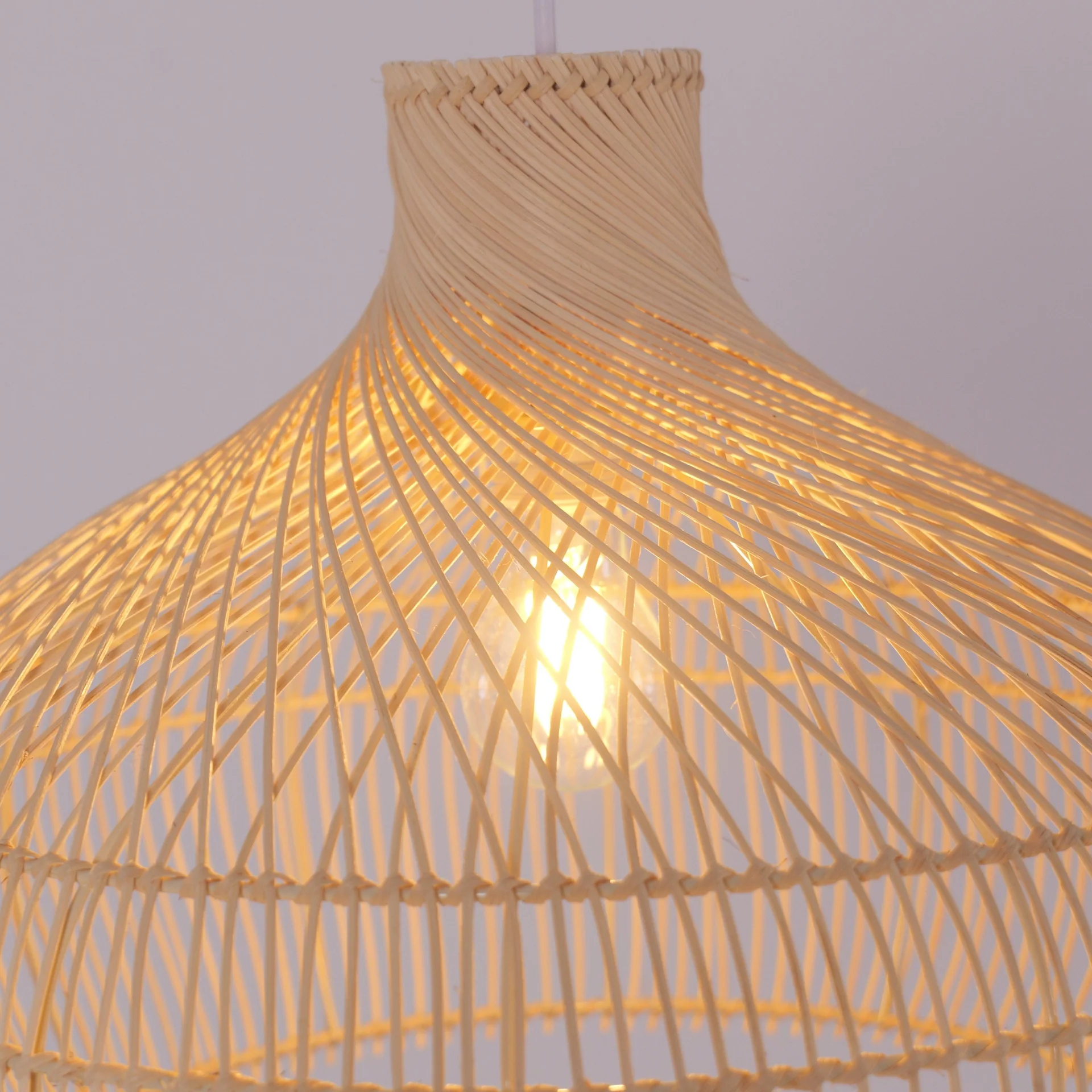 Handwoven Rattan Pendant Light Natural Boho Hanging Lamp 45.5cm