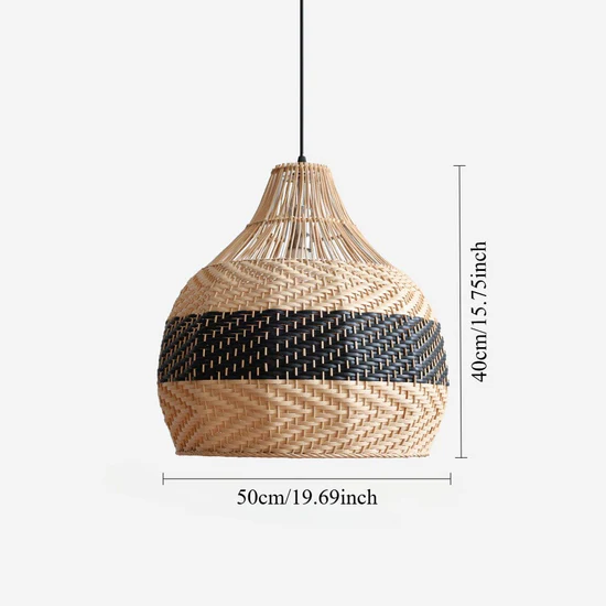 Handwoven Rattan Pendant Light Boho Wicker Hanging Lamp Shade