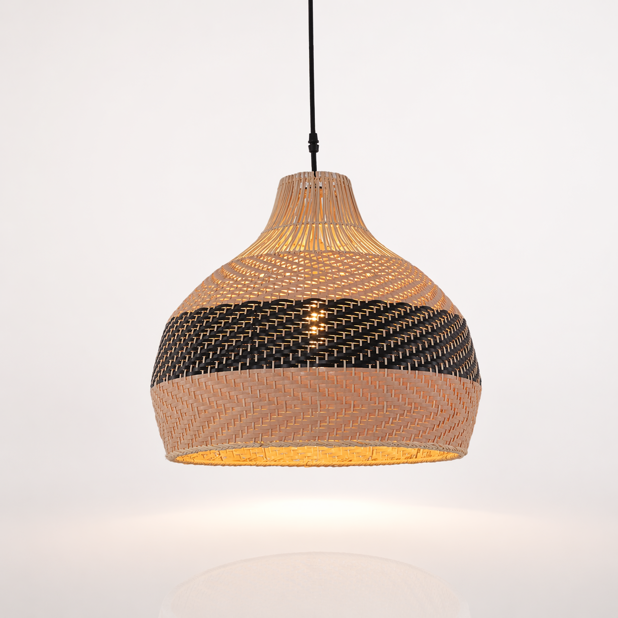 Handwoven Rattan Pendant Light Boho Wicker Hanging Lamp Shade