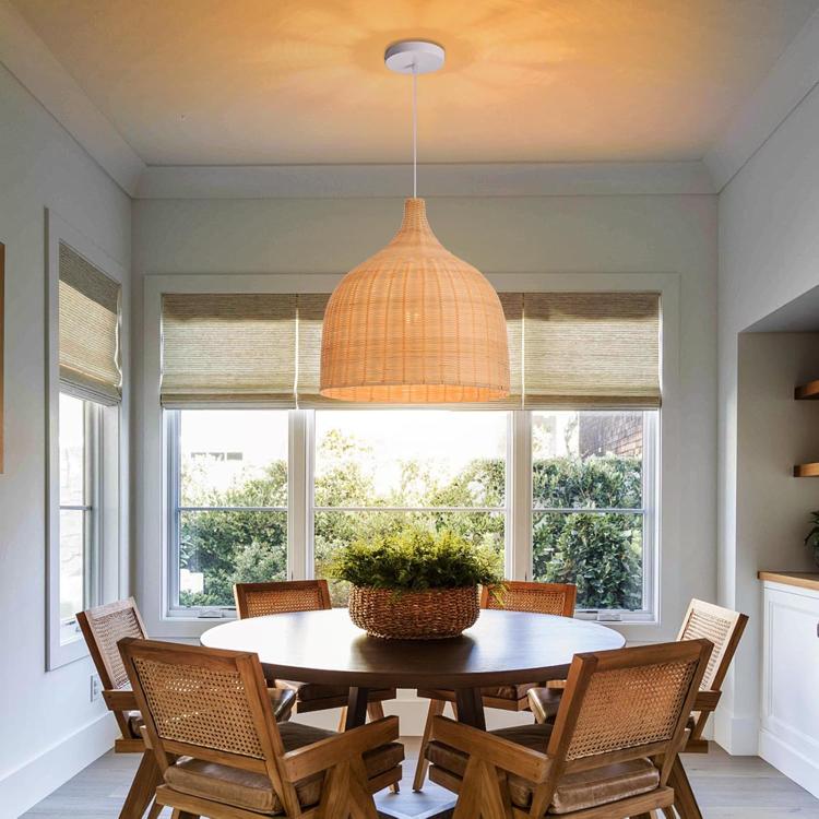 Handwoven Rattan Pendant Light – Natural Boho Style Ceiling Lamp
